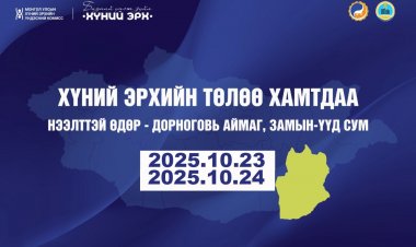 Монгол Улсын Хүний эрхийн Үндэсний Комиссоос Замын-Үүд суманд 2025 оны 10 сарын 23,24-ны өдрүүдэд  "ХҮНИЙ ЭРХИЙН ТӨЛӨӨ ХАМТДАА" нээлттэй өдрийг зохион байгуулах гэж байна.